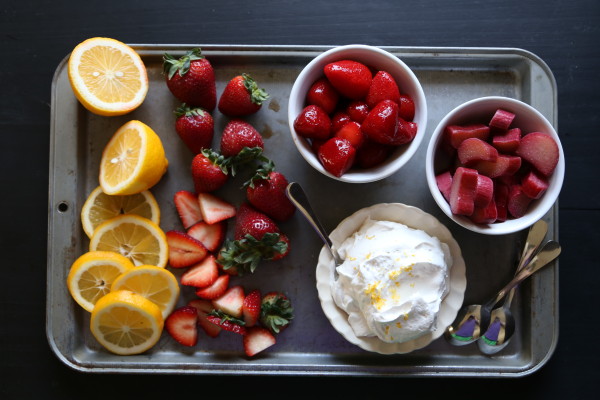 strawberry rhubarb mousse with meyer lemon whipped cream www.climbinggriermountain.com