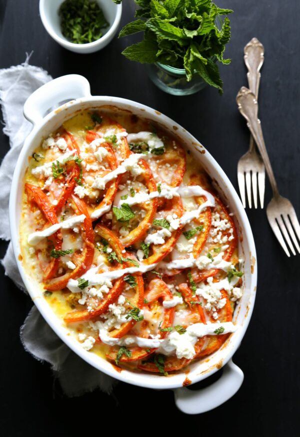 Chicken Shawarma Gratin with Jalapeno Mint Yogurt www.climbinggriermountain.com