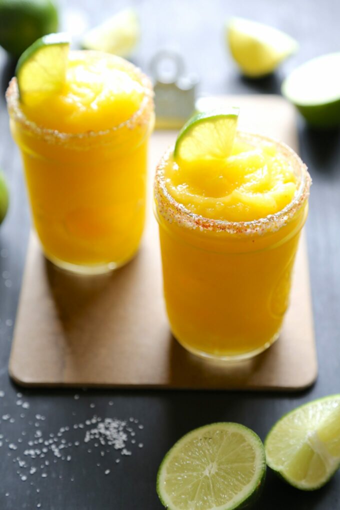 Mango-ginger spiced bourbon slush.