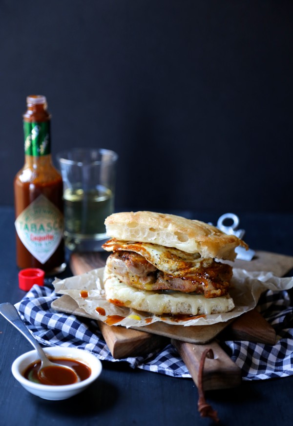 crispy chicken slider with fried egg & chipotle tabasco www.climbinggriermountain.com