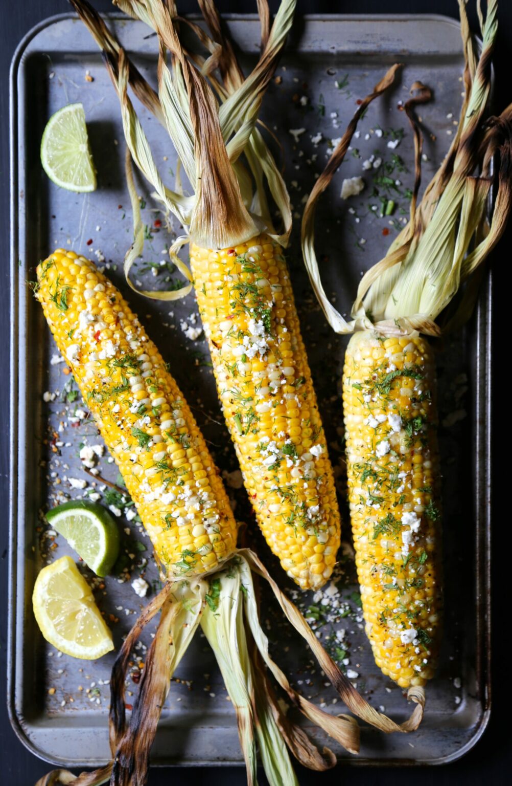 grilled shawarma corn with fresh dill