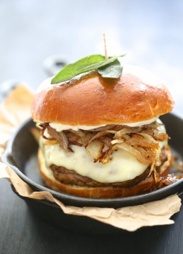 pumpkin swiss burger with fried sage www.climbinggriermountain.com I