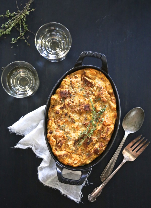 Pumpkin, Butternut Squash, Gorgonzola Bread Pudding www.climbinggriermountain.com II