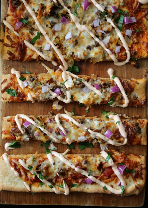 Beef & Caramelized Kimchi Pizza with Sriracha Greek Yogurt www.climbinggriermountain.comII