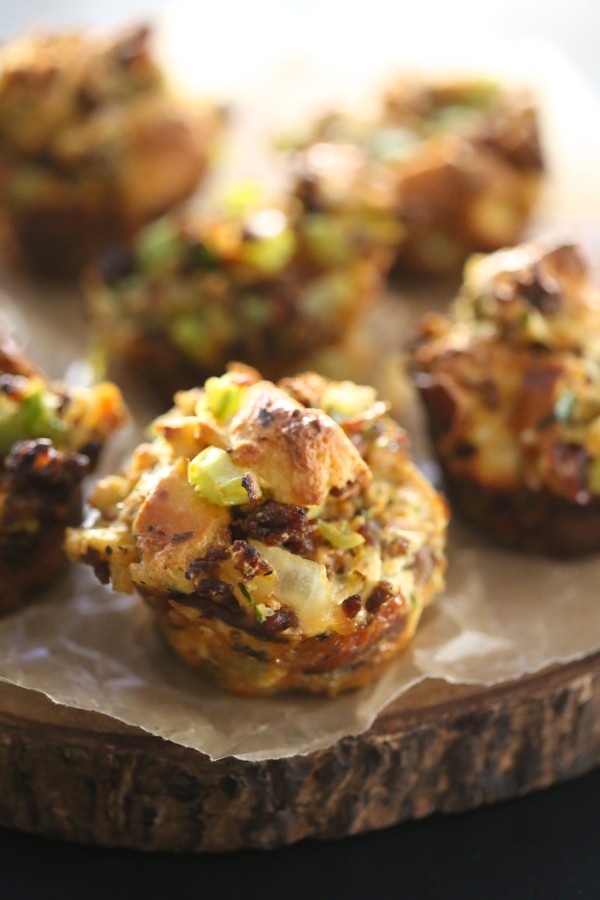 Chorizo & Brussel Sprout Stuffing Muffins www.climbinggriermountain.com I