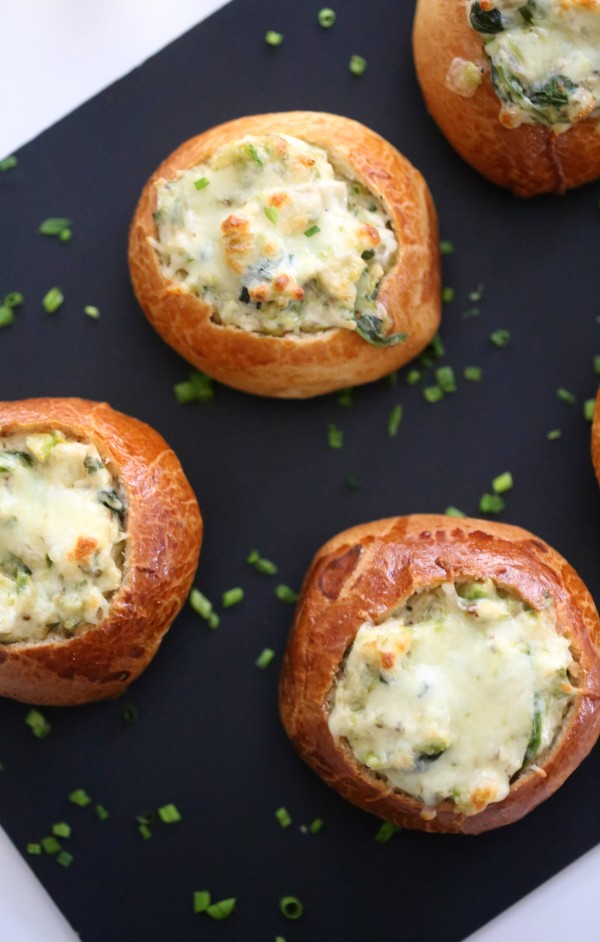 Mini Brussel Sprout & Spinach Dip Bread Bowls www.climbinggriermountain.com I