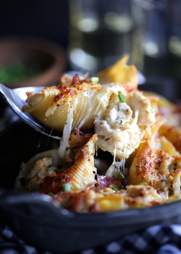 Cordon Bleu Stuffed Shells with Crispy Prosciutto 