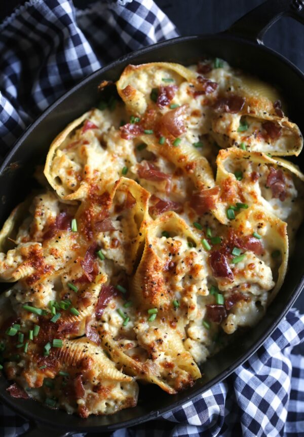 Cordon Bleu Stuffed Shells with Crispy Prosciutto 