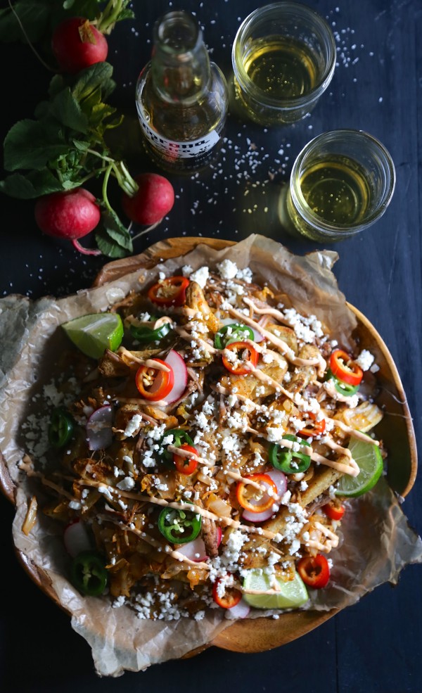 Slow Cooker Carnitas Kimchi Fries www.climbinggriermountain.com I