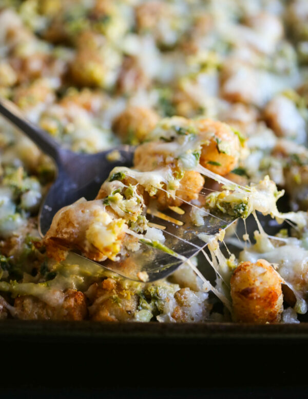 creamed brussel sprout tater tot casserole www.climbinggriermountain.com I