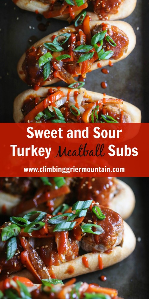 Sweet and Sour Turkey Meatball Subs www.climbinggriermountain.com