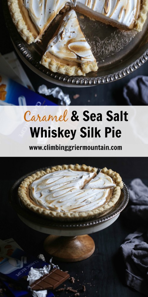 caramel & sea salt whiskey silk pie www.climbinggriermountain.com