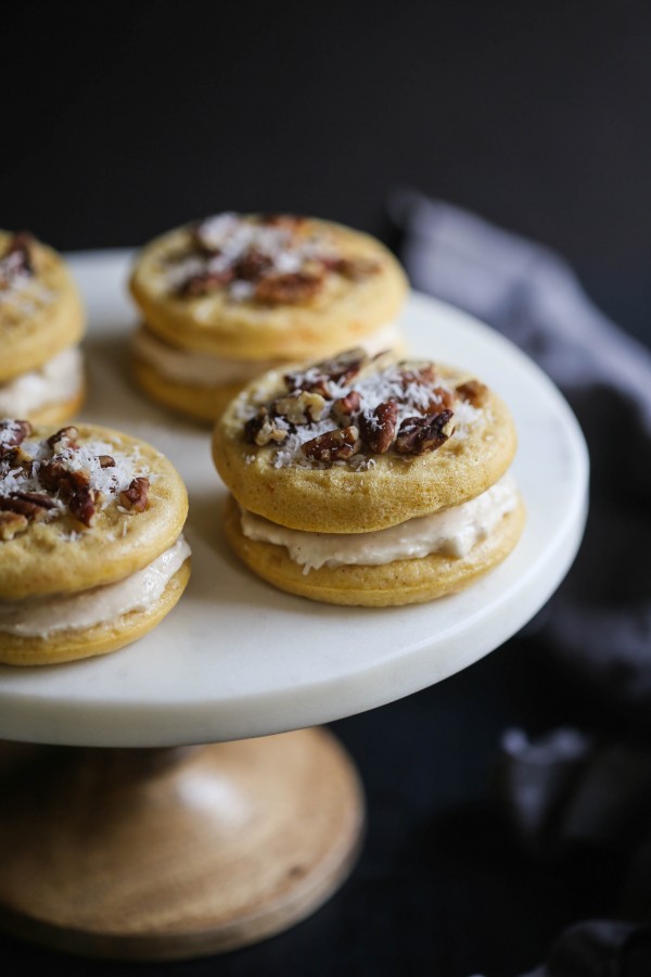 carrot cake waffle sandwiches with cinnamon frosting www.climbinggriermountain.com II