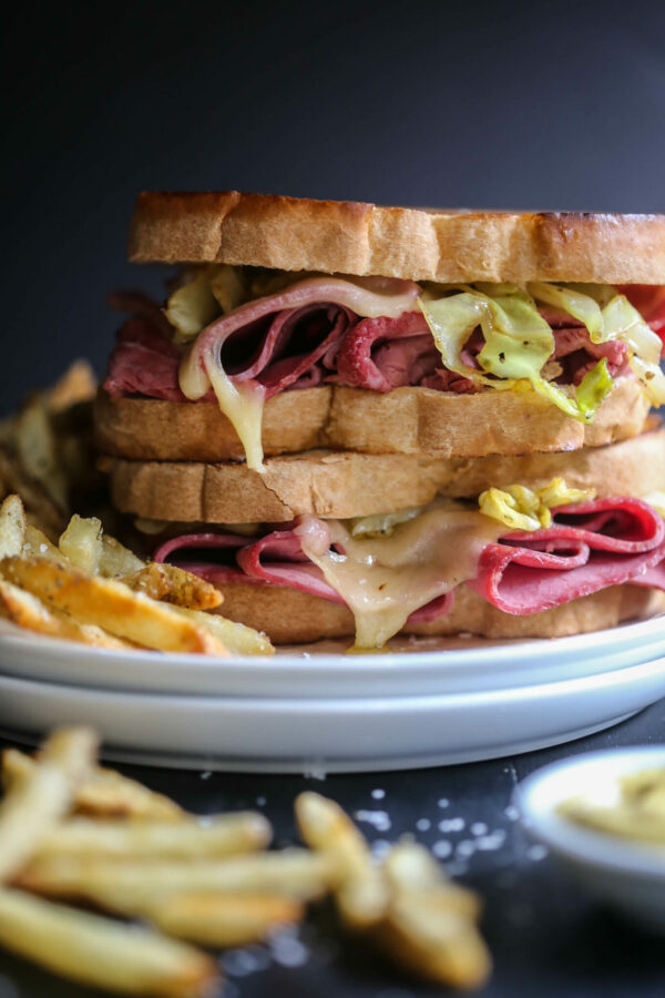 corned beef melt with caramelized cabbage 