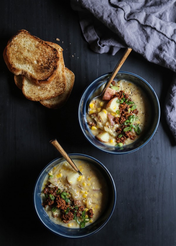 Easy Chorizo Corn Chowder www.climbinggriermountain.com I