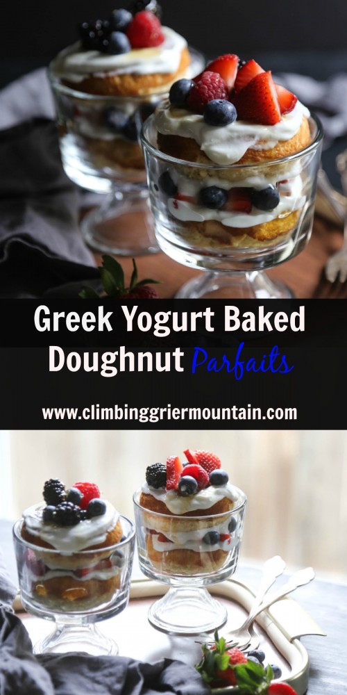 greek yogurt baked doughnut parfaits www.climbinggriermountain.com