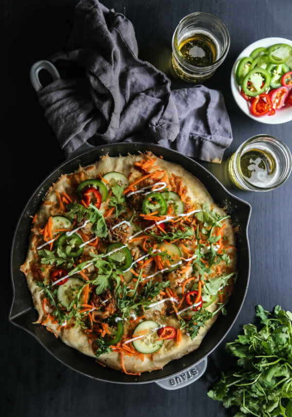 Chicken Meatball Banh Mi Skillet Pizza www.climbinggriermountain.com