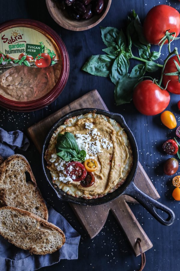 Four Cheese Greek Pizza Dip with Tuscan Herb Hummus www.climbinggriermountain.com II