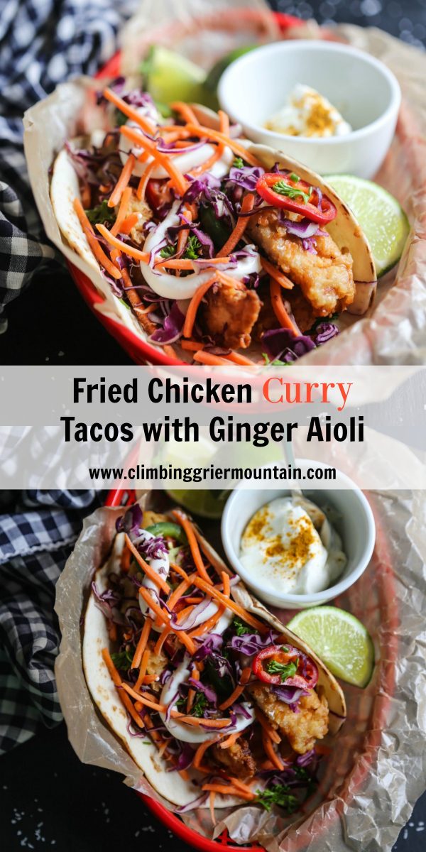 Fried Chicken Curry Tacos with Ginger Aioli