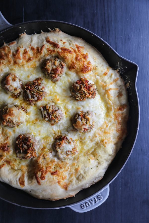 Chicken Meatball Bahn Mi Skillet Pizza