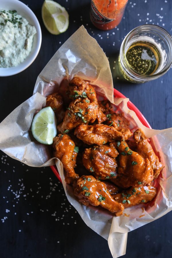 mexican spiced crispy-oven wings with avocado crema www.climbinggriermountain.com I