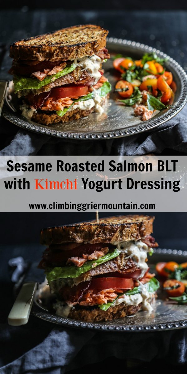 Sesame Roasted Salmon BLT with Kimchi Yogurt Dressing