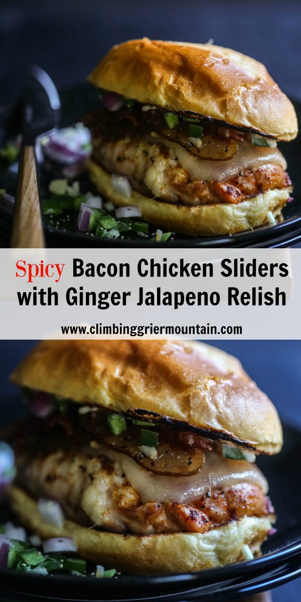 Spicy Bacon Chicken Sliders with Ginger Jalapeno Relish