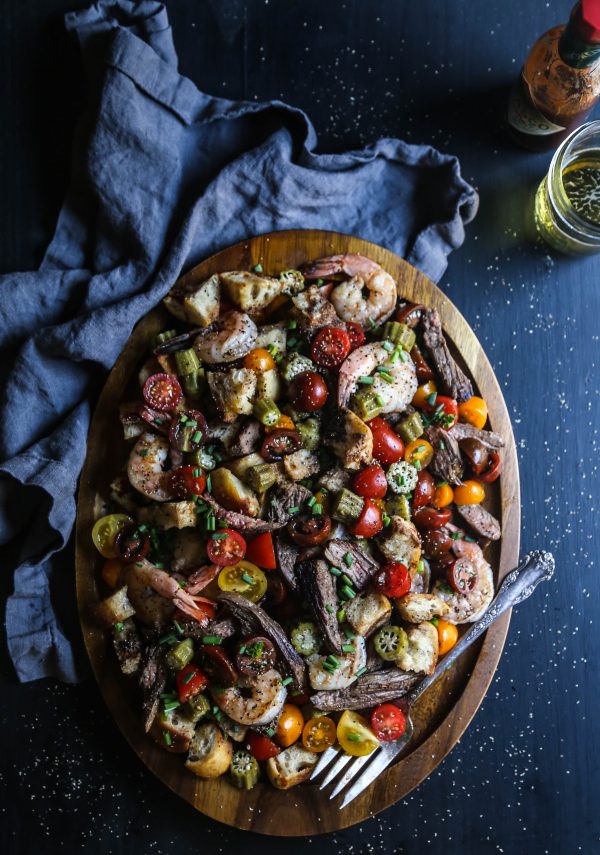 Chipotle Steak and Shrimp Panzanella Salad www.climbinggriermountain.com