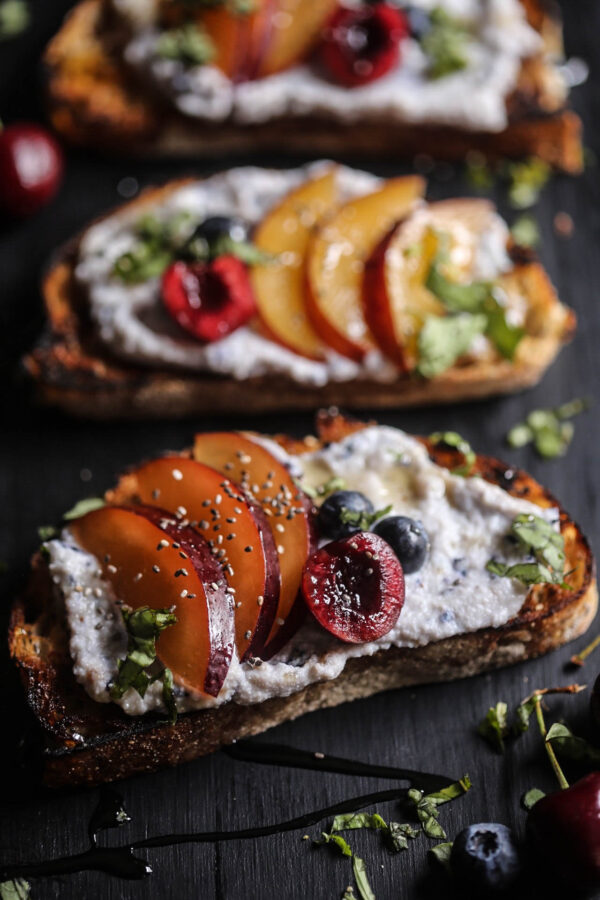 Cherry & Plum Toast with Blueberry Whipped Ricotta www.climbinggriermountain.com II