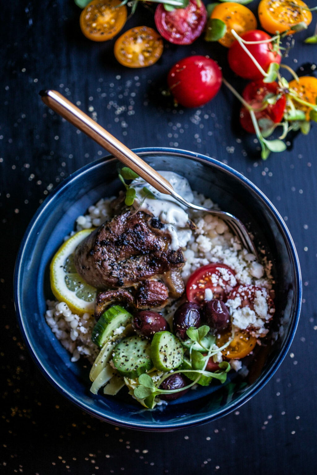 Grilled Lamb Souvlaki Bowls - The Curious Plate