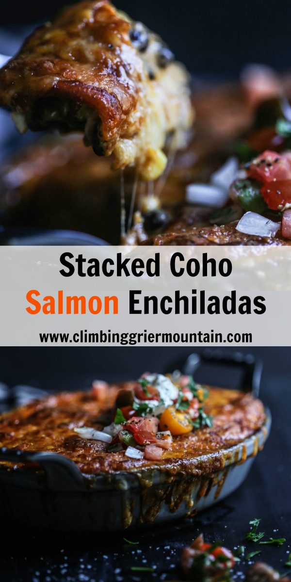 Stacked Coho Salmon Enchiladas