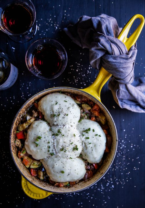 leftover-turkey-ratatouille-skillet-with-herbed-dumplings-www-climbinggriermountain-com