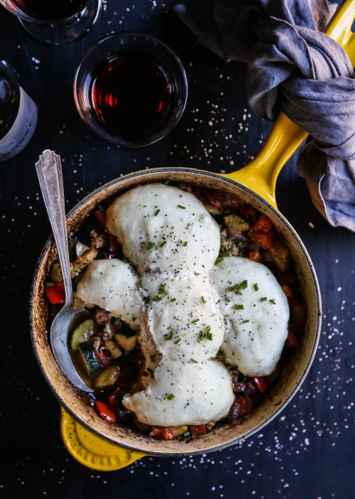 leftover-turkey-ratatouille-skillet-with-herbed-dumplings-www-climbinggriermoutain-com-i