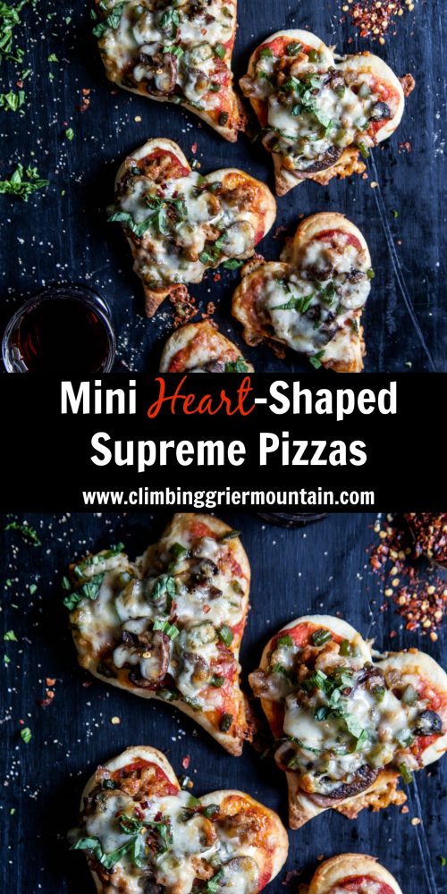 Mini Heart-Shaped Supreme Pizzas