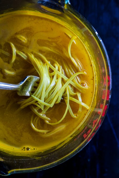 Turmeric Noodle Bowls with Ginger Garlic Shrimp