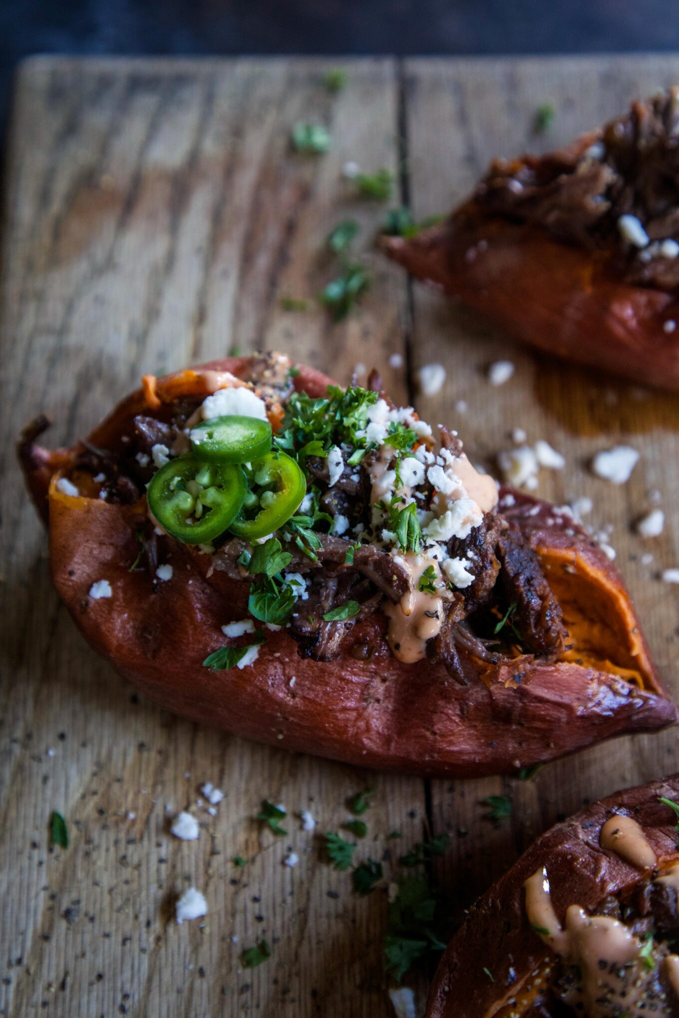 Korean BBQ Short Rib Stuffed Sweet Potatoes