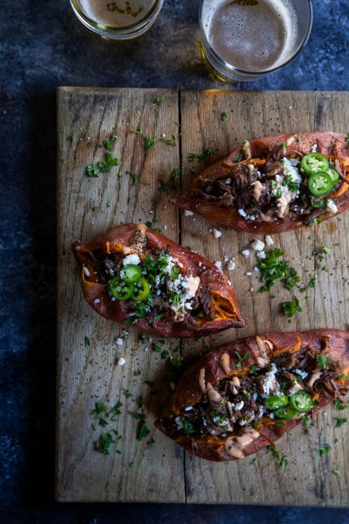 Korean BBQ Short Rib Stuffed Sweet Potatoes