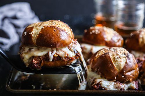 Oven Baked Pulled Pork Sliders with Beer Cheese Sauce www.climbinggriermountain.com II