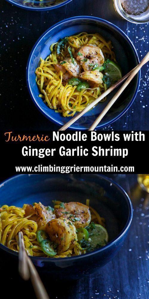 Turmeric Noodle Bowls with Ginger Garlic Shrimp