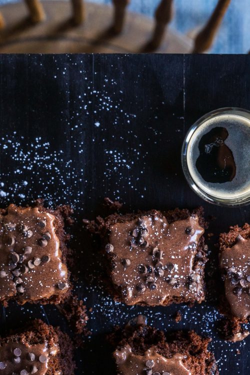 Chocolate Snack Cake with Guinness Ganache Frosting