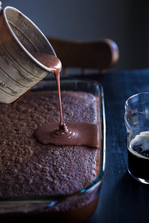 Chocolate Snack Cake with Guinness Ganache Frosting