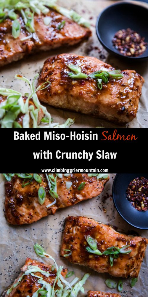 Baked Miso-Hoisin Salmon with Crunchy Slaw