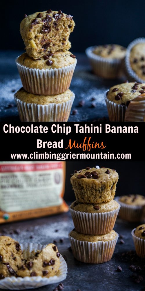 Chocolate Chip Tahini Banana Bread Muffins