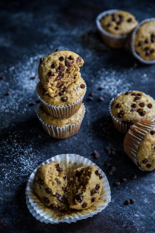 Chocolate Chip Tahini Banana Bread Muffins