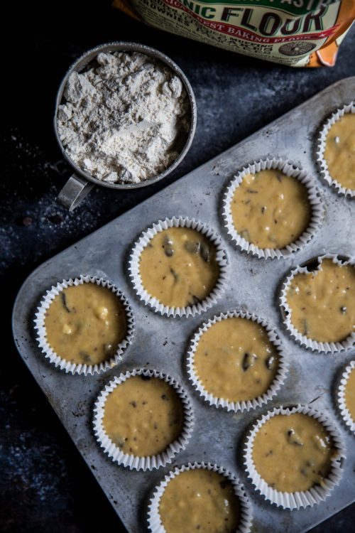 Chocolate Chip Tahini Banana Bread Muffins