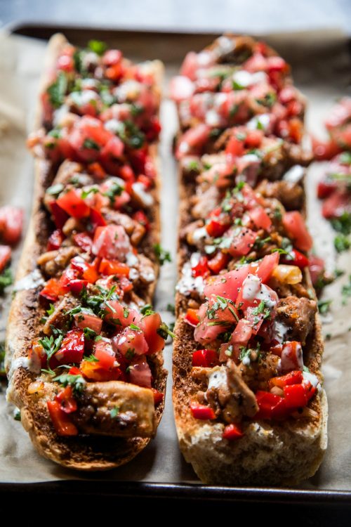 Cajun Chicken Bruschetta with Spicy Mayo