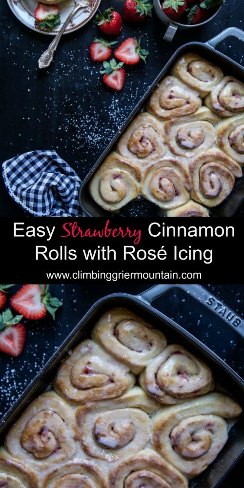 Easy Strawberry Cinnamon Rolls with Rosé Icing