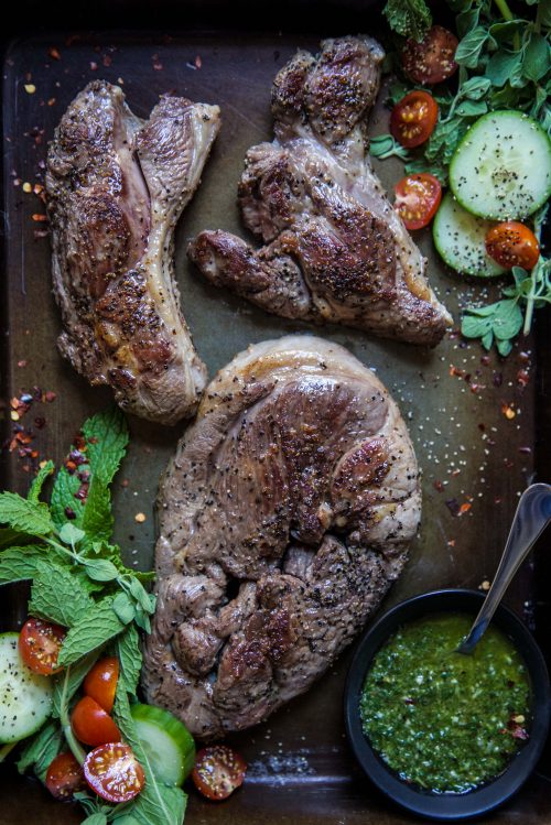 Grilled Lamb Skewers with Turkish Chimichurri