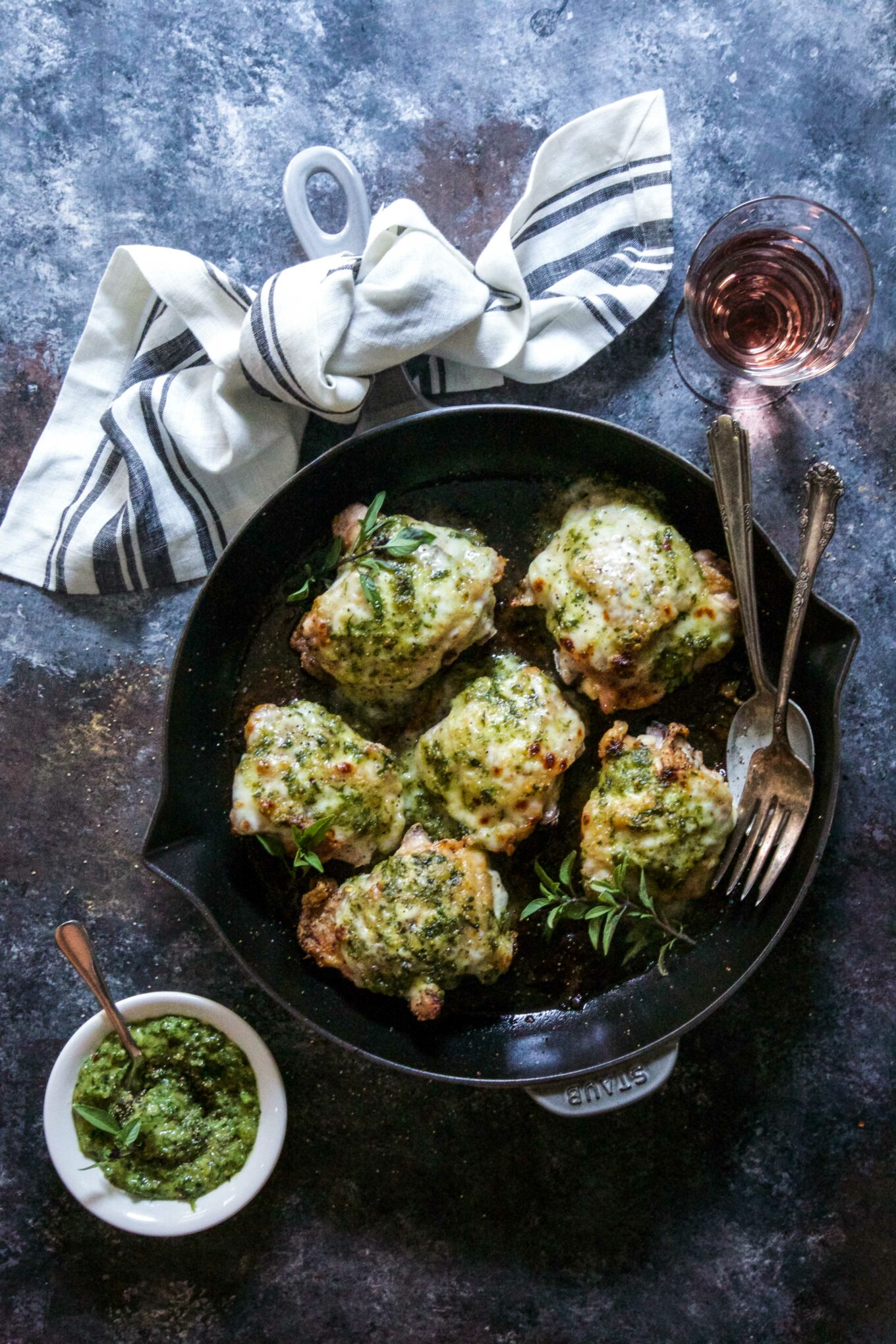 Crispy Skillet Chicken with Miso-Sesame Pesto - The Curious Plate
