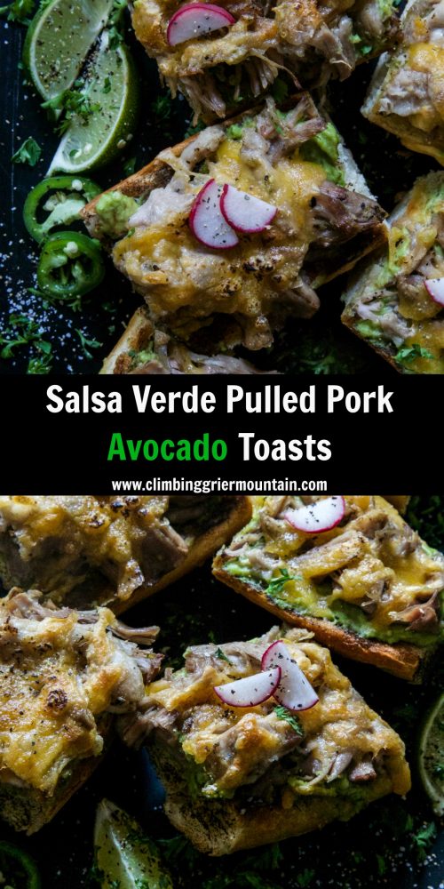 Salsa Verde Pulled Pork Avocado Toasts